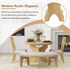 Set da pranzo rotondo da 5 pezzi stile rustico con 3 sedie imbottite e panca curva per sala da pranzo, cucina