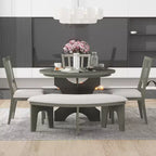 Set da pranzo rotondo da 5 pezzi stile rustico con 3 sedie imbottite e panca curva per sala da pranzo, cucina