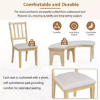 Set da pranzo rotondo da 5 pezzi stile rustico con 3 sedie imbottite e panca curva per sala da pranzo, cucina