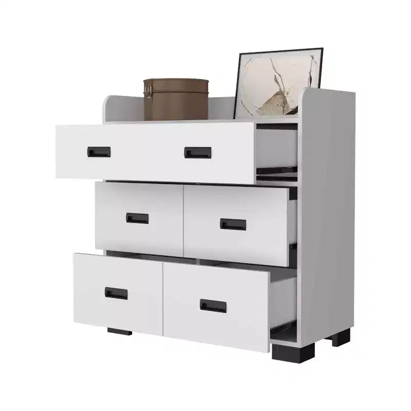 Cassettiera da camera da letto con due cassetti grandi e quattro cassetti piccoli, comò in legno, armadietto contenitore, organizer per soggiorno e corridoio