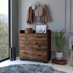 Cassettiera da camera da letto con due cassetti grandi e quattro cassetti piccoli, comò in legno, armadietto contenitore, organizer per soggiorno e corridoio