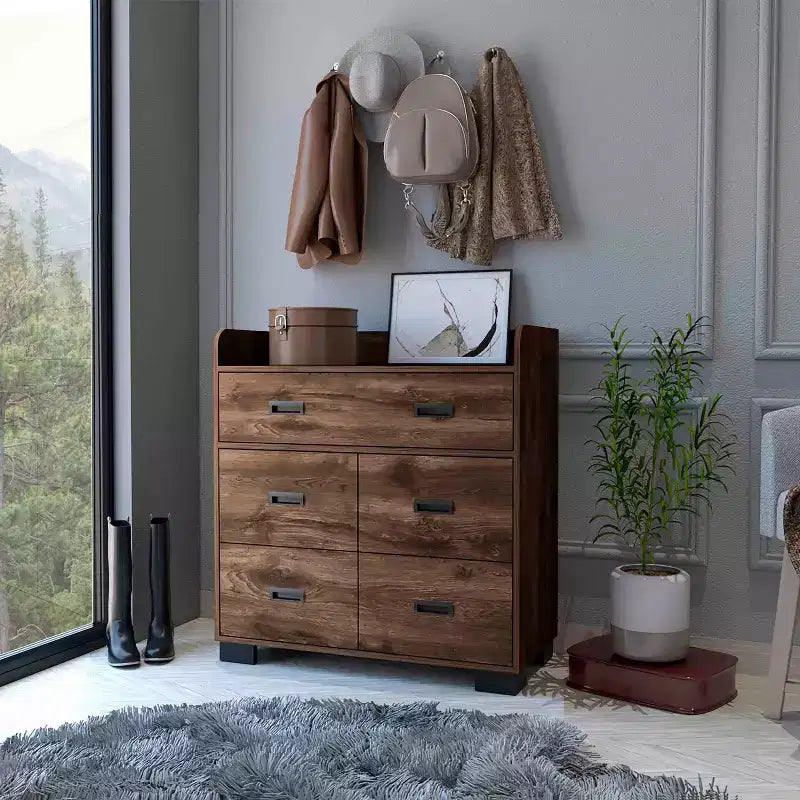 Cassettiera da camera da letto con due cassetti grandi e quattro cassetti piccoli, comò in legno, armadietto contenitore, organizer per soggiorno e corridoio