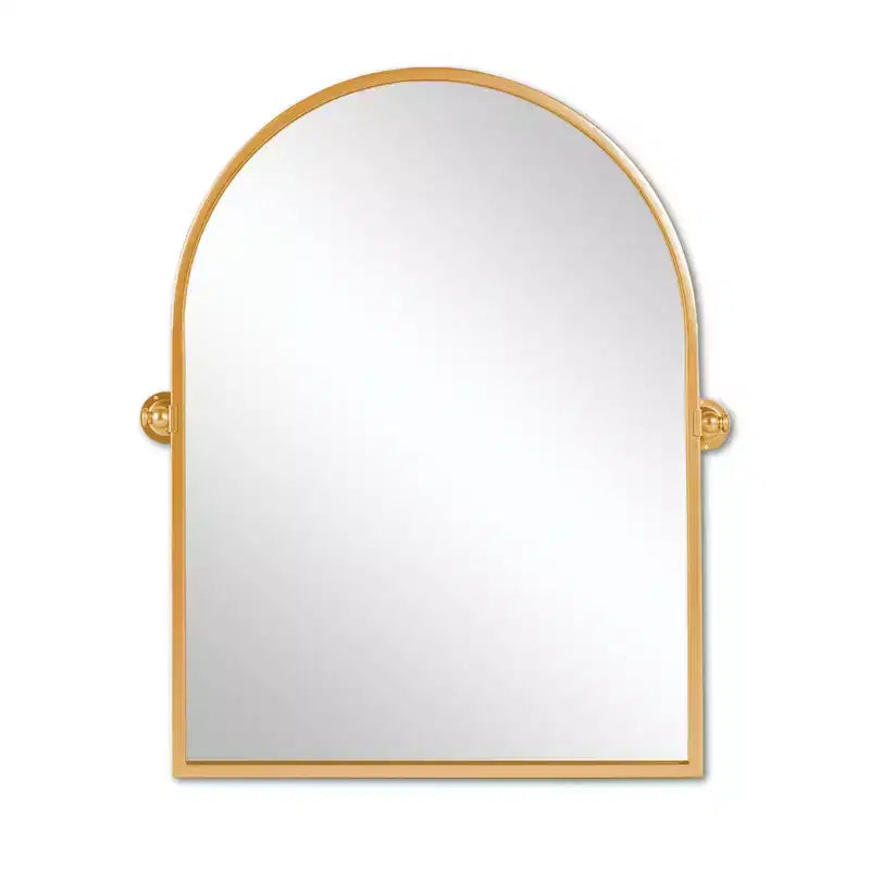 Specchio decorativo da parete ad arco ad angolo retto con cornice in metallo dorato 36 x 24 x 2