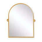 Specchio decorativo da parete ad arco ad angolo retto con cornice in metallo dorato 36 x 24 x 2