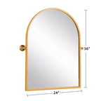 Specchio decorativo da parete ad arco ad angolo retto con cornice in metallo dorato 36 x 24 x 2