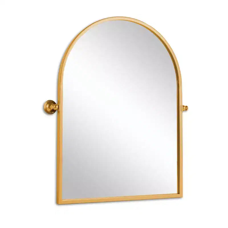 Specchio decorativo da parete ad arco ad angolo retto con cornice in metallo dorato 36 x 24 x 2