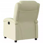 Poltrona reclinabile con schienale a orecchioni in vera pelle - Crema, reclinazione manuale senza massaggio
