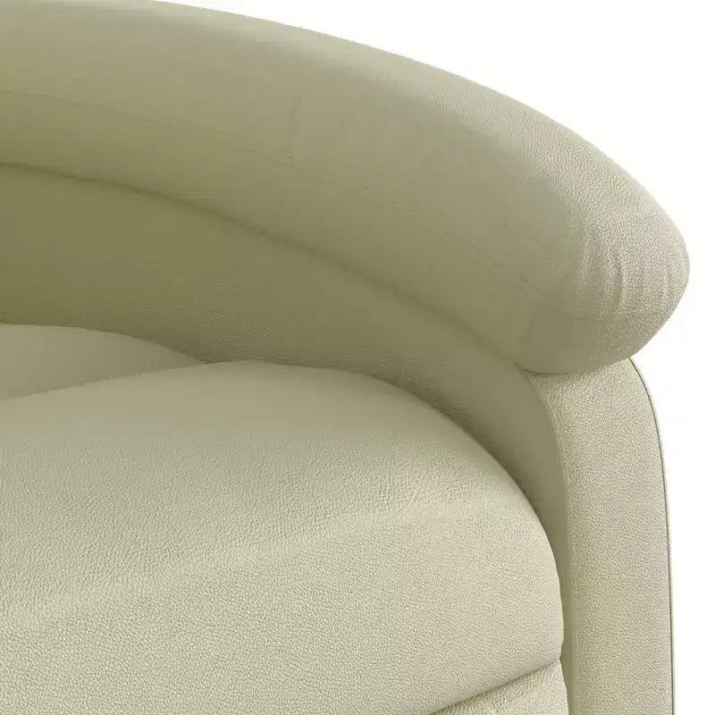 Poltrona reclinabile con schienale a orecchioni in vera pelle - Crema, reclinazione manuale senza massaggio