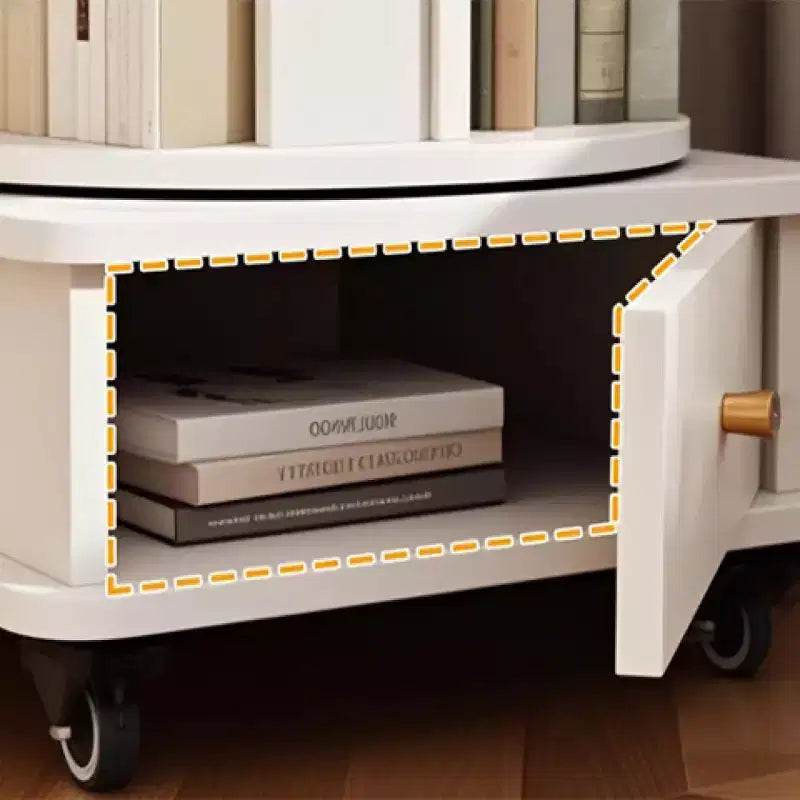 Libreria girevole a 360° a 6 livelli con ruote e cassetto, salvaspazio per camera da letto e ufficio