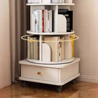 Libreria girevole a 360° a 6 livelli con ruote e cassetto, salvaspazio per camera da letto e ufficio