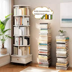 Libreria girevole a 360° a 6 livelli con ruote e cassetto, salvaspazio per camera da letto e ufficio