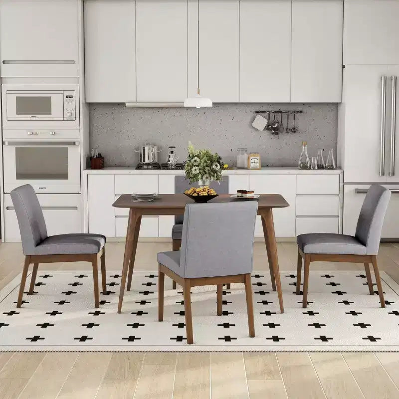 Set da pranzo Mid-Century Modern 5 pezzi con 4 sedie imbottite