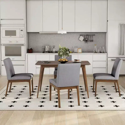 Set da pranzo Mid-Century Modern 5 pezzi con 4 sedie imbottite