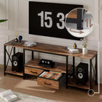 Mobile TV con cassetti in tessuto per TV da 75 70 65 pollici, tavolo console TV, centro di intrattenimento con ripiani aperti per soggiorno, camera da letto, ufficio