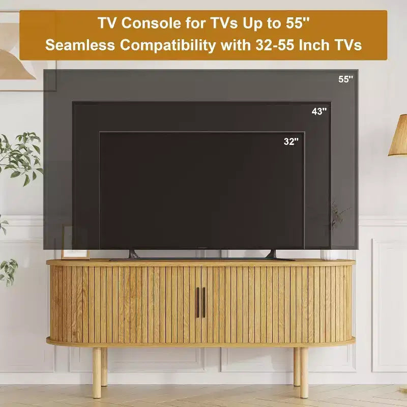 Mobile TV da 47,2 pollici, mobile TV moderno con ante scorrevoli e vani portaoggetti, per soggiorno, camera da letto
