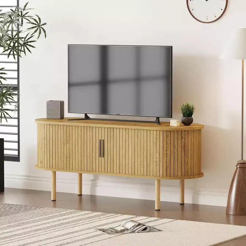 Mobile TV da 47,2 pollici, mobile TV moderno con ante scorrevoli e vani portaoggetti, per soggiorno, camera da letto