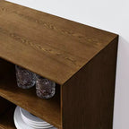 Mobile credenza e porta TV moderno di metà secolo da 47 pollici, madia con ante a persiana scorrevoli, gambe in legno massello