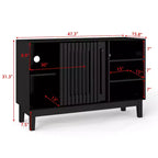 Mobile credenza e porta TV moderno di metà secolo da 47 pollici, madia con ante a persiana scorrevoli, gambe in legno massello