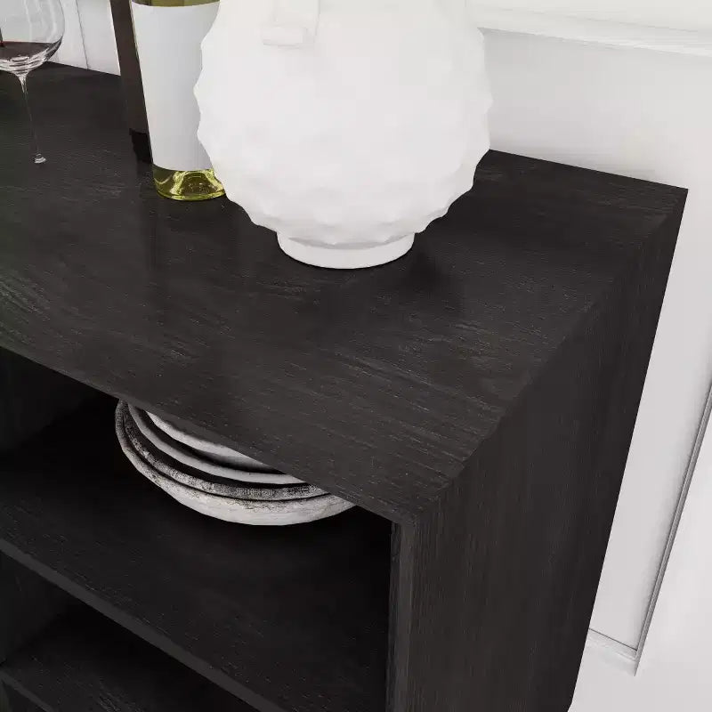 Mobile credenza e porta TV moderno di metà secolo da 47 pollici, madia con ante a persiana scorrevoli, gambe in legno massello