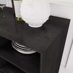 Mobile credenza e porta TV moderno di metà secolo da 47 pollici, madia con ante a persiana scorrevoli, gambe in legno massello