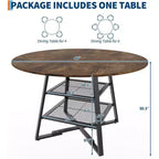 Tavolo da pranzo rotondo per 4 persone, tavolo da cucina da 42 pollici con ripiano portaoggetti, design rustico in legno e metallo, tavolo da pranzo per famiglia per 4-6 persone