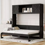 Letto a scomparsa full size con armadietti contenitori