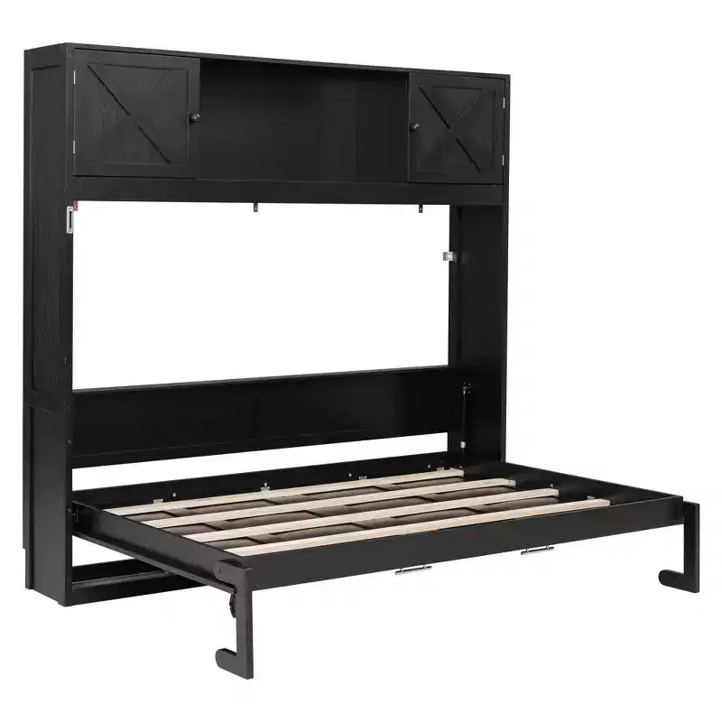 Letto a scomparsa full size con armadietti contenitori