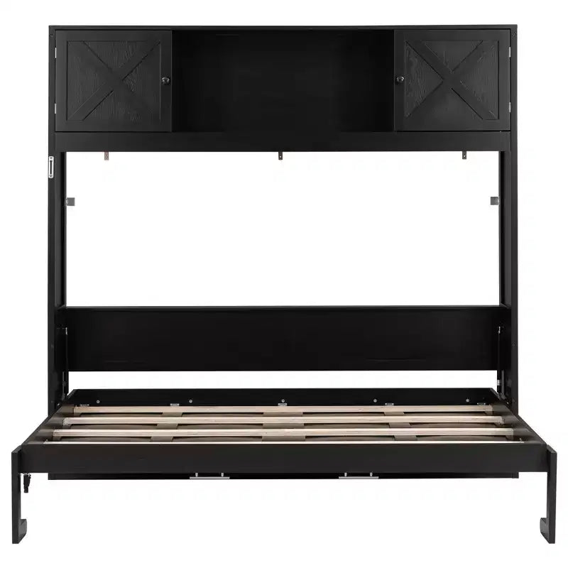 Letto a scomparsa full size con armadietti contenitori