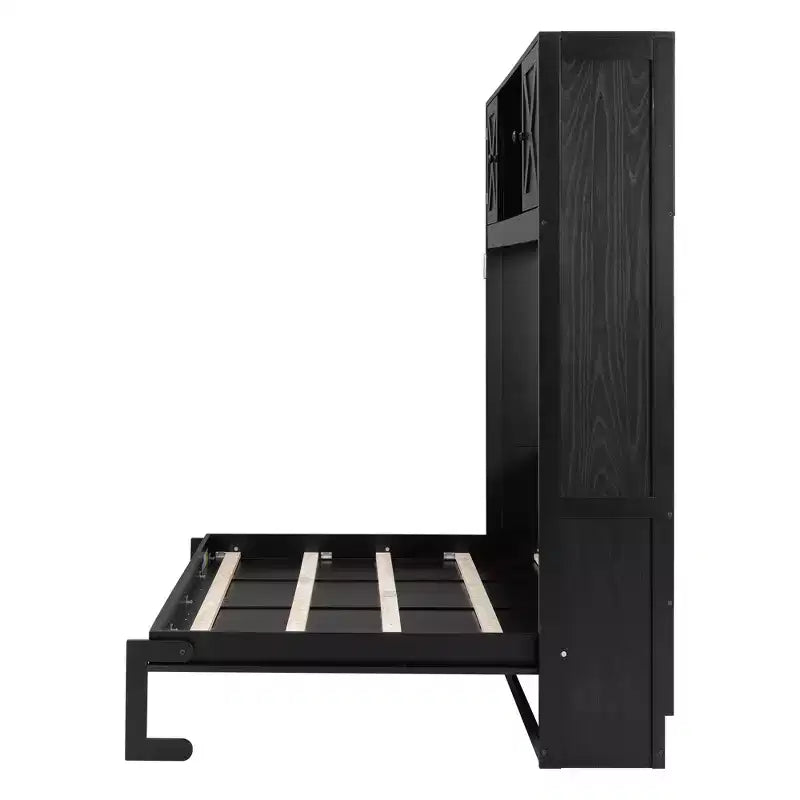 Letto a scomparsa full size con armadietti contenitori