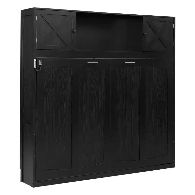 Letto a scomparsa full size con armadietti contenitori