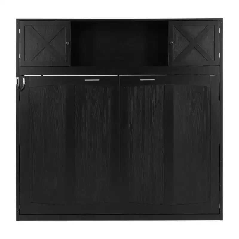 Letto a scomparsa full size con armadietti contenitori