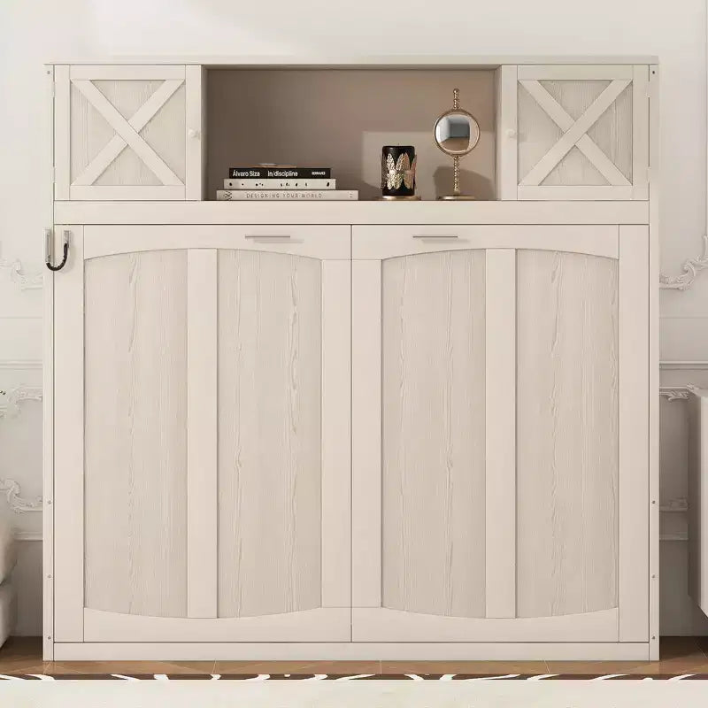 Letto a scomparsa full size con armadietti contenitori