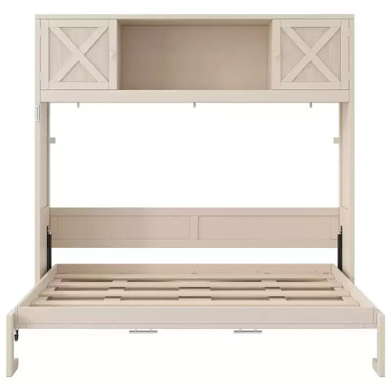 Letto a scomparsa full size con armadietti contenitori