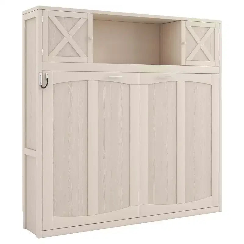 Letto a scomparsa full size con armadietti contenitori