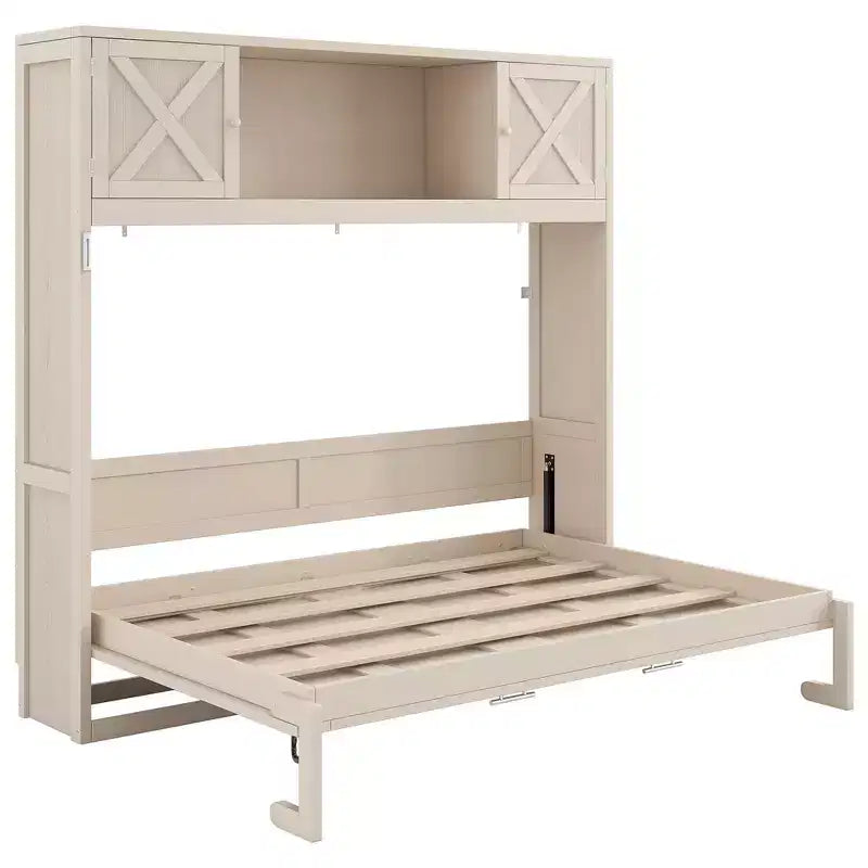 Letto a scomparsa full size con armadietti contenitori