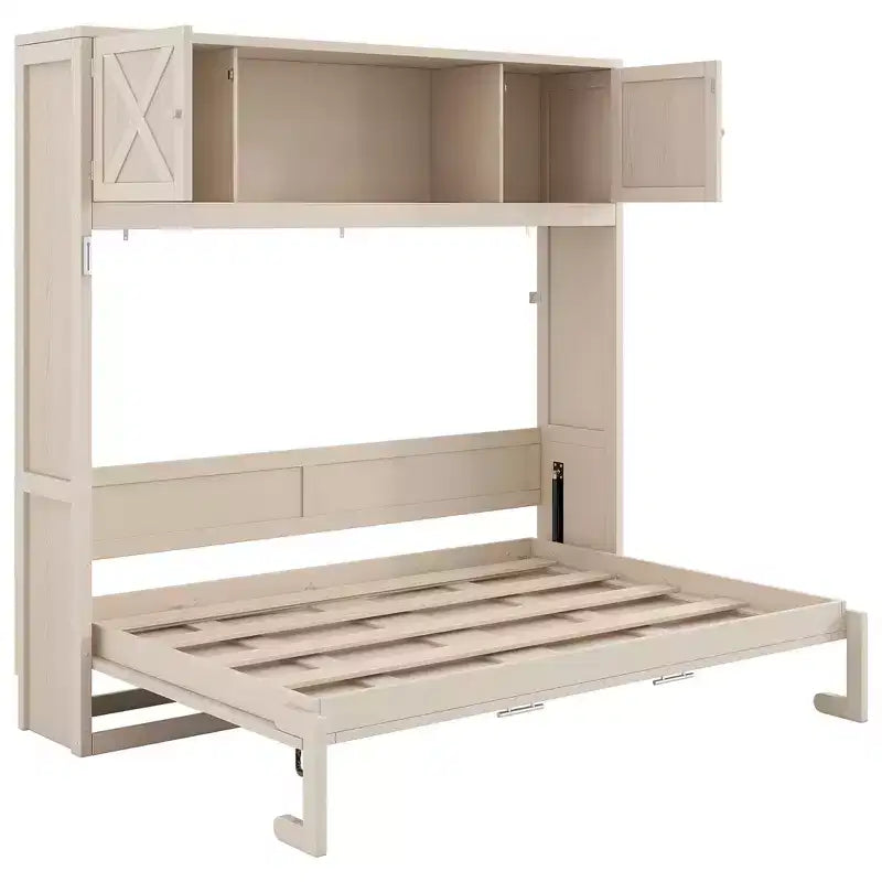 Letto a scomparsa full size con armadietti contenitori