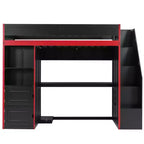Letto a soppalco Barnes Gaming con scrivania e contenitore, luci a LED