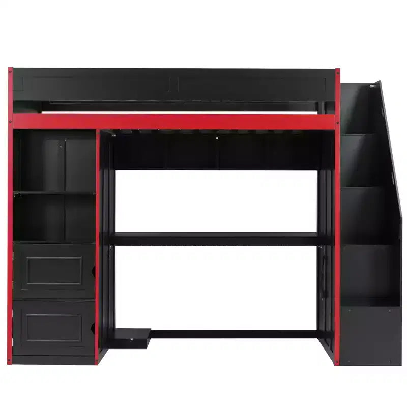 Letto a soppalco Barnes Gaming con scrivania e contenitore, luci a LED