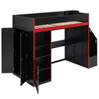 Letto a soppalco Barnes Gaming con scrivania e contenitore, luci a LED