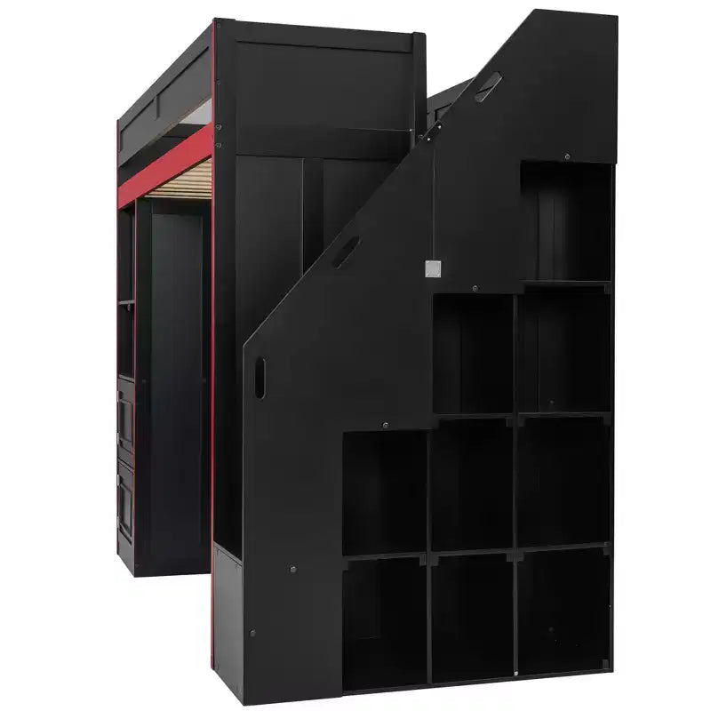Letto a soppalco Barnes Gaming con scrivania e contenitore, luci a LED