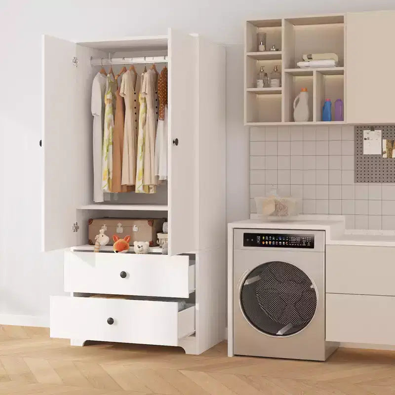 Armadio a 2 ante, Armadietto credenza a pannello piatto in MDF per camera da letto, sala da pranzo e casa