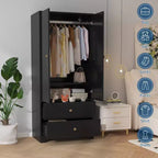 Armadio a 2 ante, Armadietto credenza a pannello piatto in MDF per camera da letto, sala da pranzo e casa
