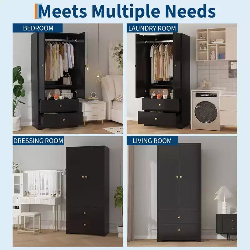 Armadio a 2 ante, Armadietto credenza a pannello piatto in MDF per camera da letto, sala da pranzo e casa