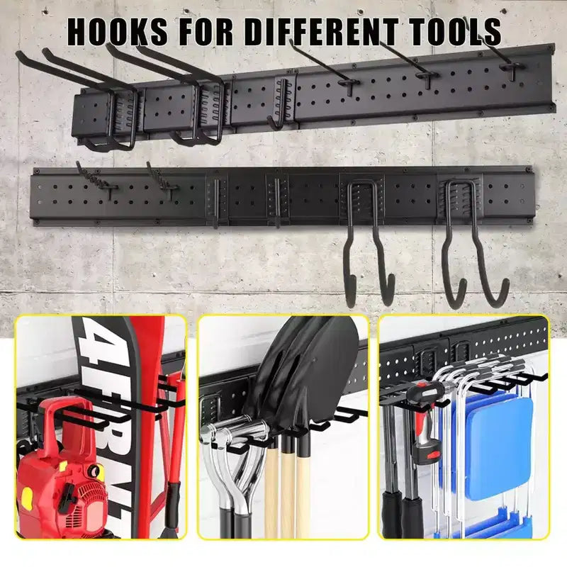 Organizzatore per attrezzi, Organizzazione garage 66 16 Pezzi Porta attrezzi da giardino resistente montato a parete con 12 Ganci regolabili