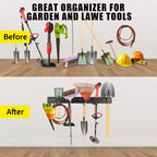Organizzatore per attrezzi, Organizzazione garage 66 16 Pezzi Porta attrezzi da giardino resistente montato a parete con 12 Ganci regolabili