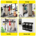 Organizzatore per attrezzi, Organizzazione garage 66 16 Pezzi Porta attrezzi da giardino resistente montato a parete con 12 Ganci regolabili
