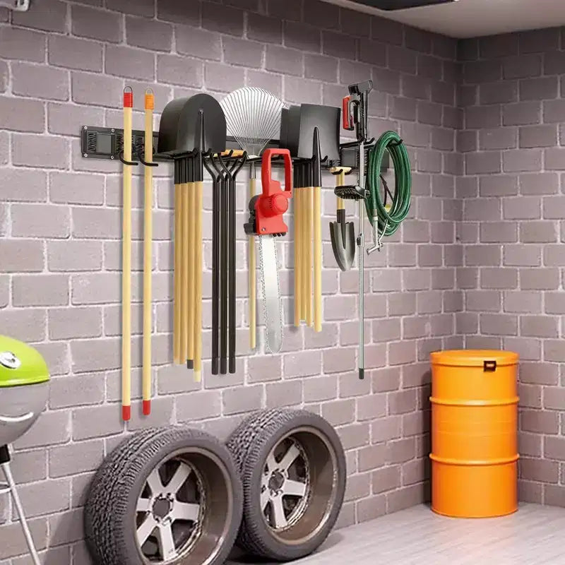 Organizzatore per attrezzi, Organizzazione garage 66 16 Pezzi Porta attrezzi da giardino resistente montato a parete con 12 Ganci regolabili