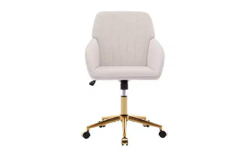 Sedia da Ufficio Ergonomica di Lusso, Sedia da Scrivania per Ufficio Domestico in Velluto con Base in Metallo Placcato Oro, Sedia Girevole Regolabile Sedia da Trucco