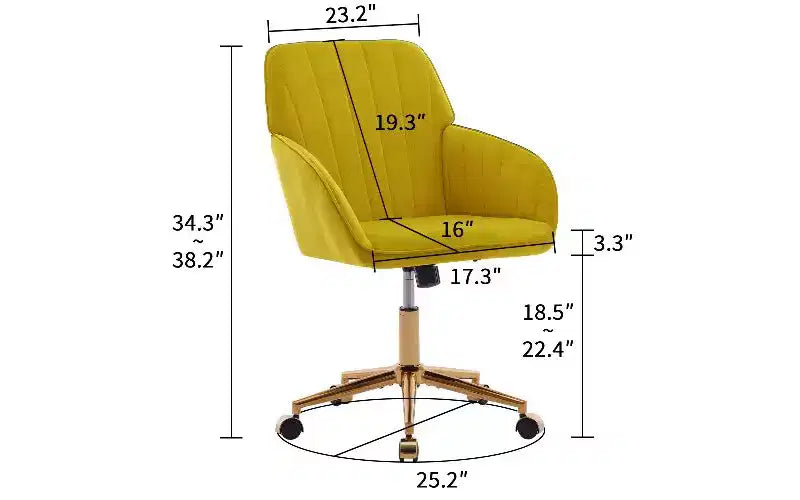 Sedia da Ufficio Ergonomica di Lusso, Sedia da Scrivania per Ufficio Domestico in Velluto con Base in Metallo Placcato Oro, Sedia Girevole Regolabile Sedia da Trucco