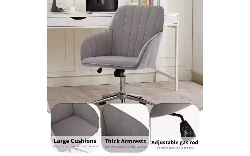 Sedia da Ufficio Ergonomica di Lusso, Sedia da Scrivania per Ufficio Domestico in Velluto con Base in Metallo Placcato Oro, Sedia Girevole Regolabile Sedia da Trucco
